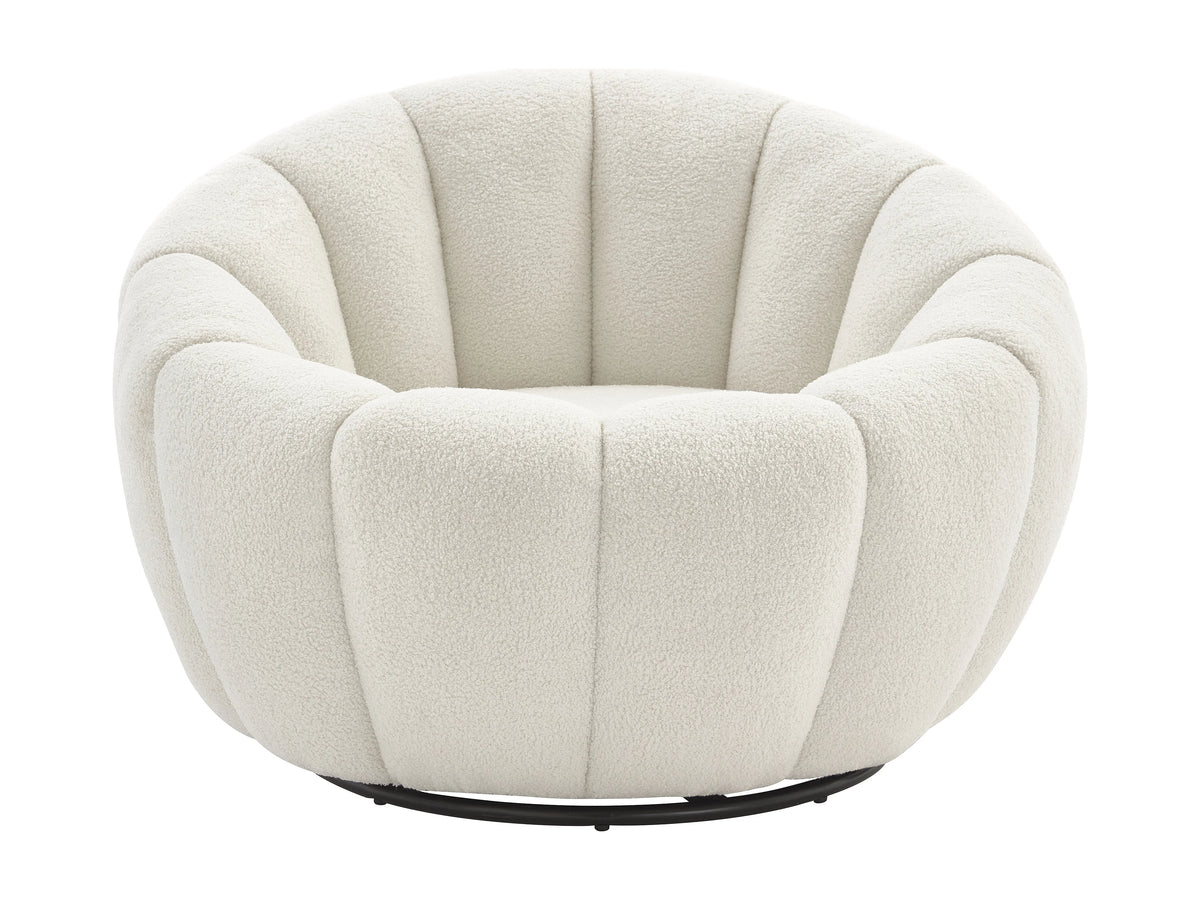 Fauteuil nuage coquillage pivotant en tissu bouclette blanc - COSSATO