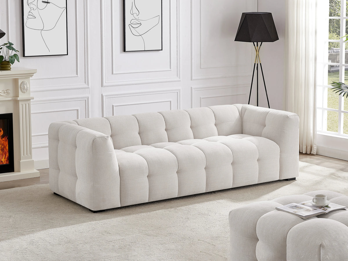 Canapé nuage droit en tissu chiné beige - DILOME