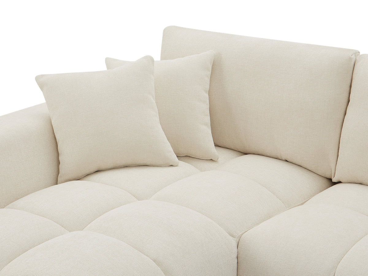 Canapé nuage d'angle gauche en tissu beige - BERENIA