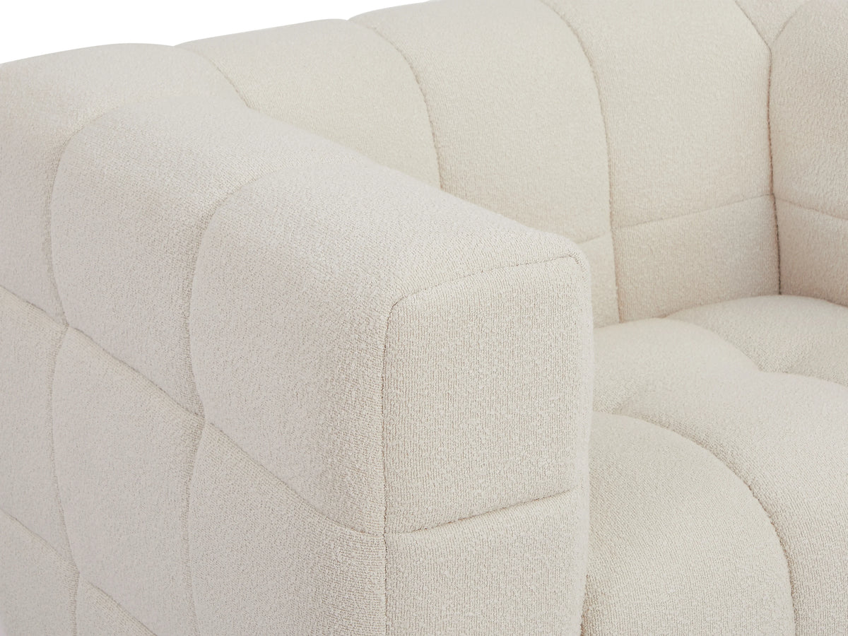 Fauteuil nuage en tissu bouclette blanc ivoire - LERICI