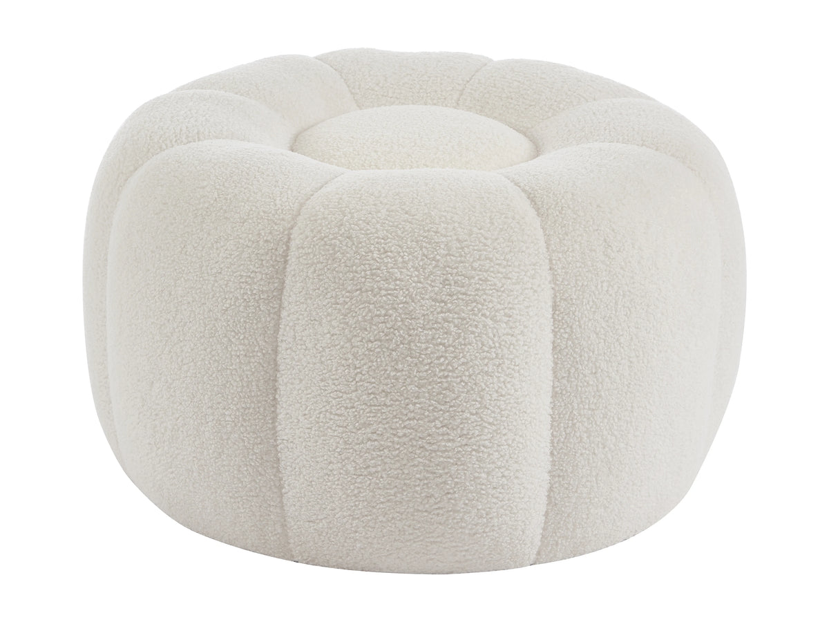Pouf nuage fleur en tissu bouclette blanc - DELPODA