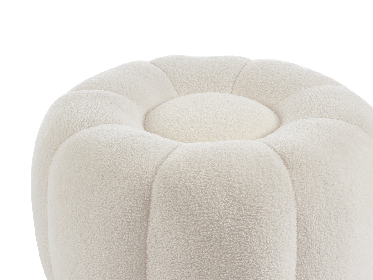 Pouf nuage fleur en tissu bouclette blanc - DELPODA