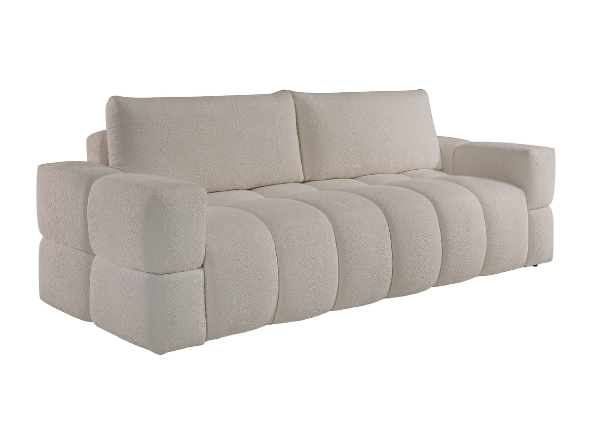 Canapé nuage 3 places convertible en tissu bouclette beige - ISSORO II