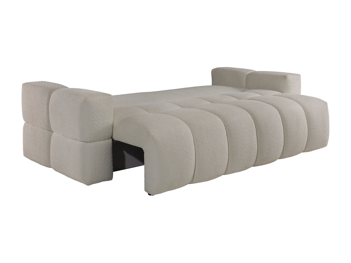 Canapé nuage 3 places convertible en tissu bouclette beige - ISSORO II