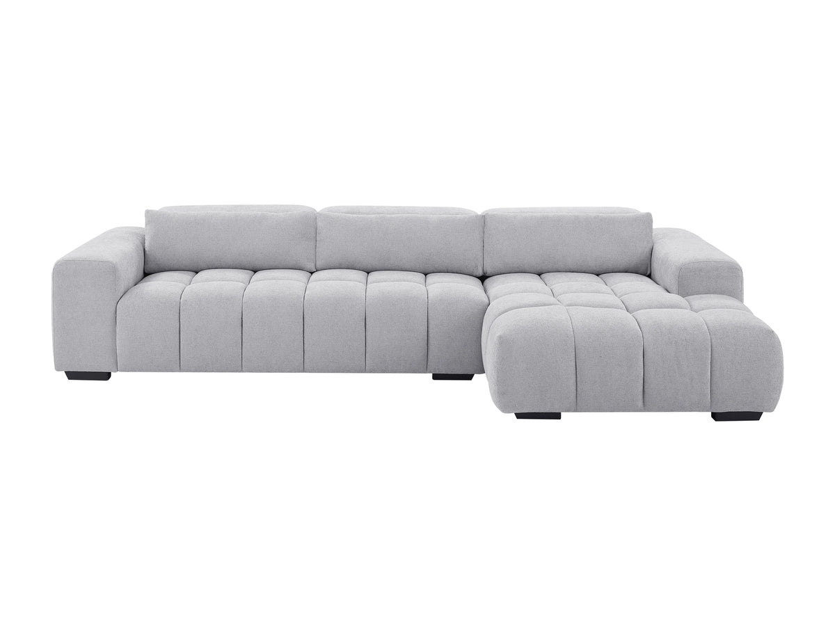 Canapé nuage d'angle droit en tissu texturé gris - LOPONZA