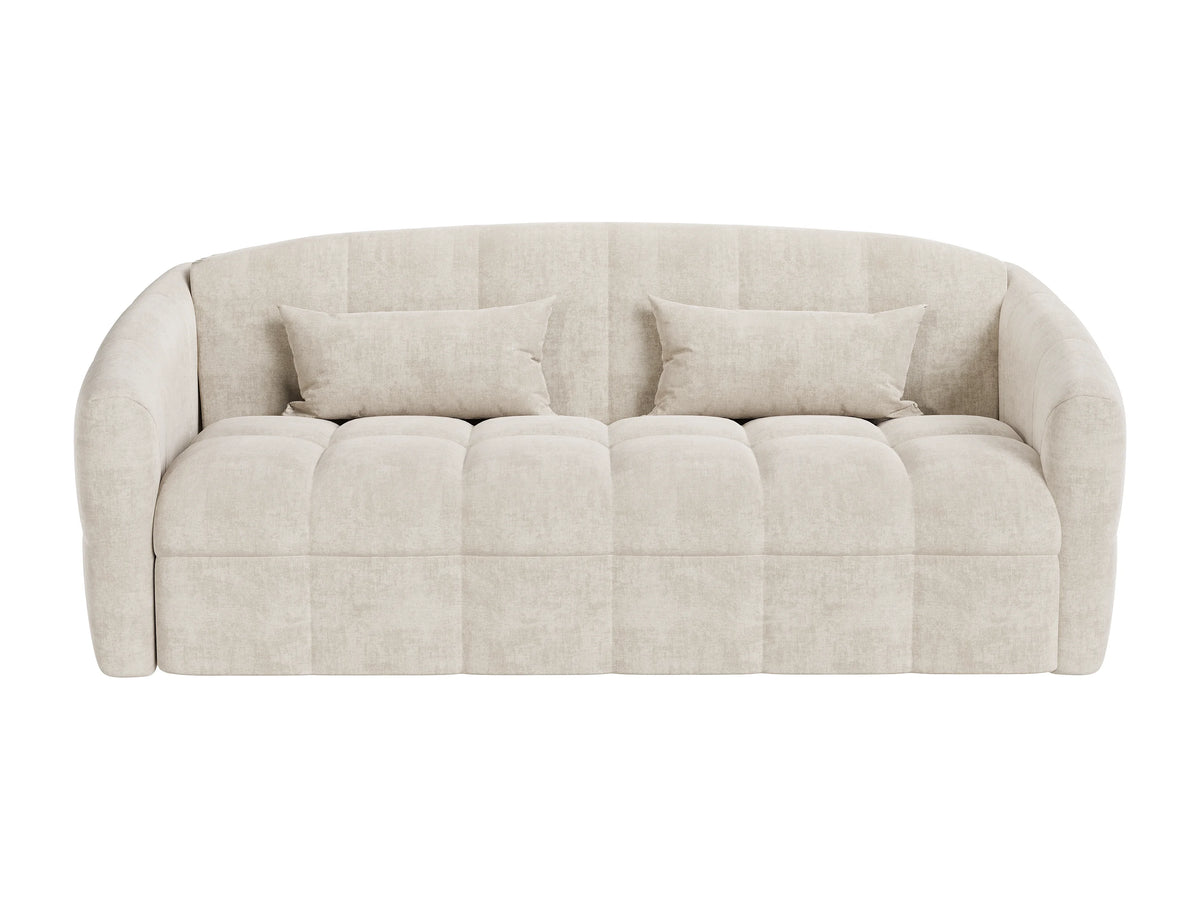 Canapé nuage droit convertible 3 places en velours beige - RETUNA