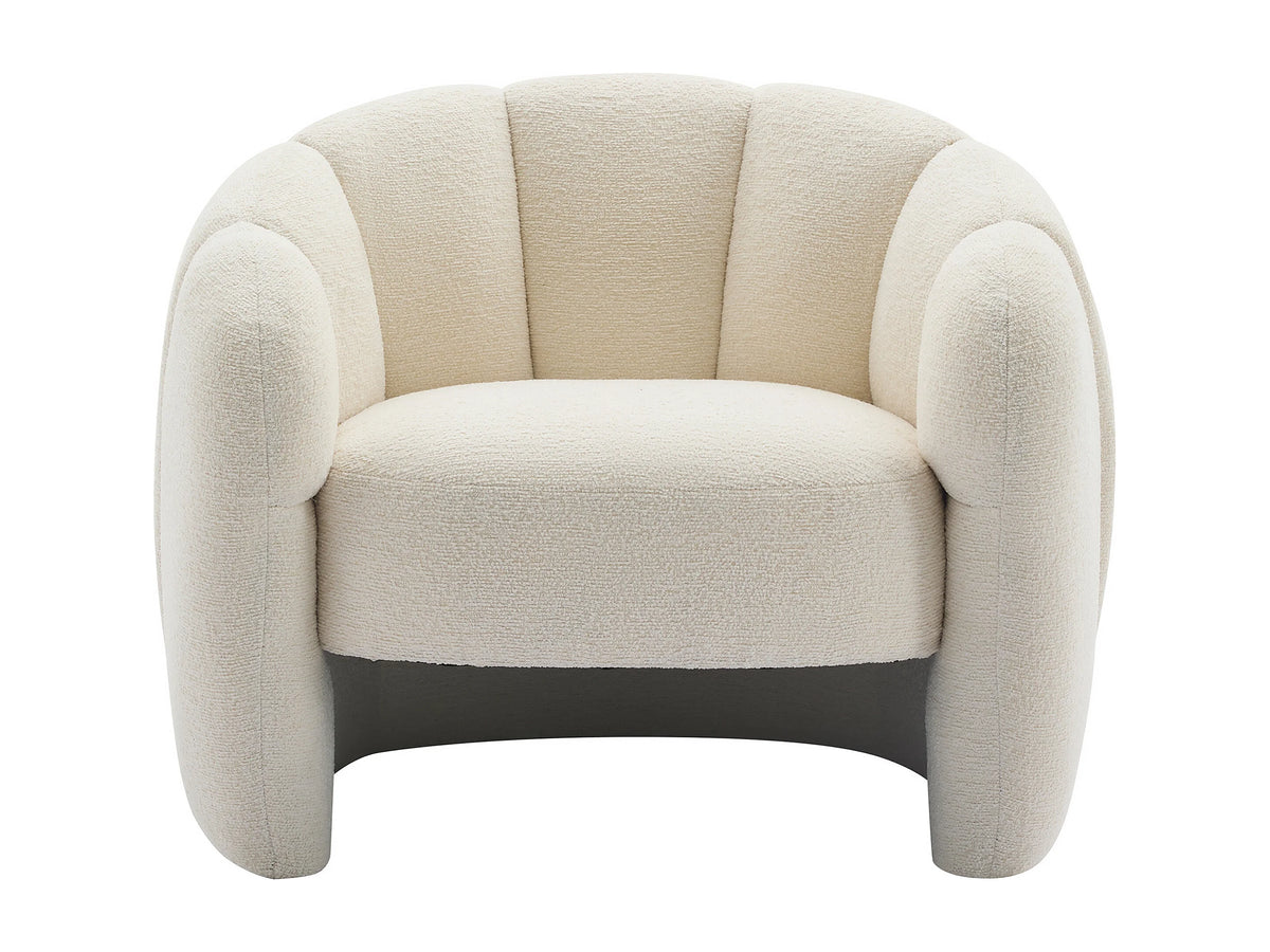 Fauteuil nuage coquillage en tissu chenille beige - DELIPO