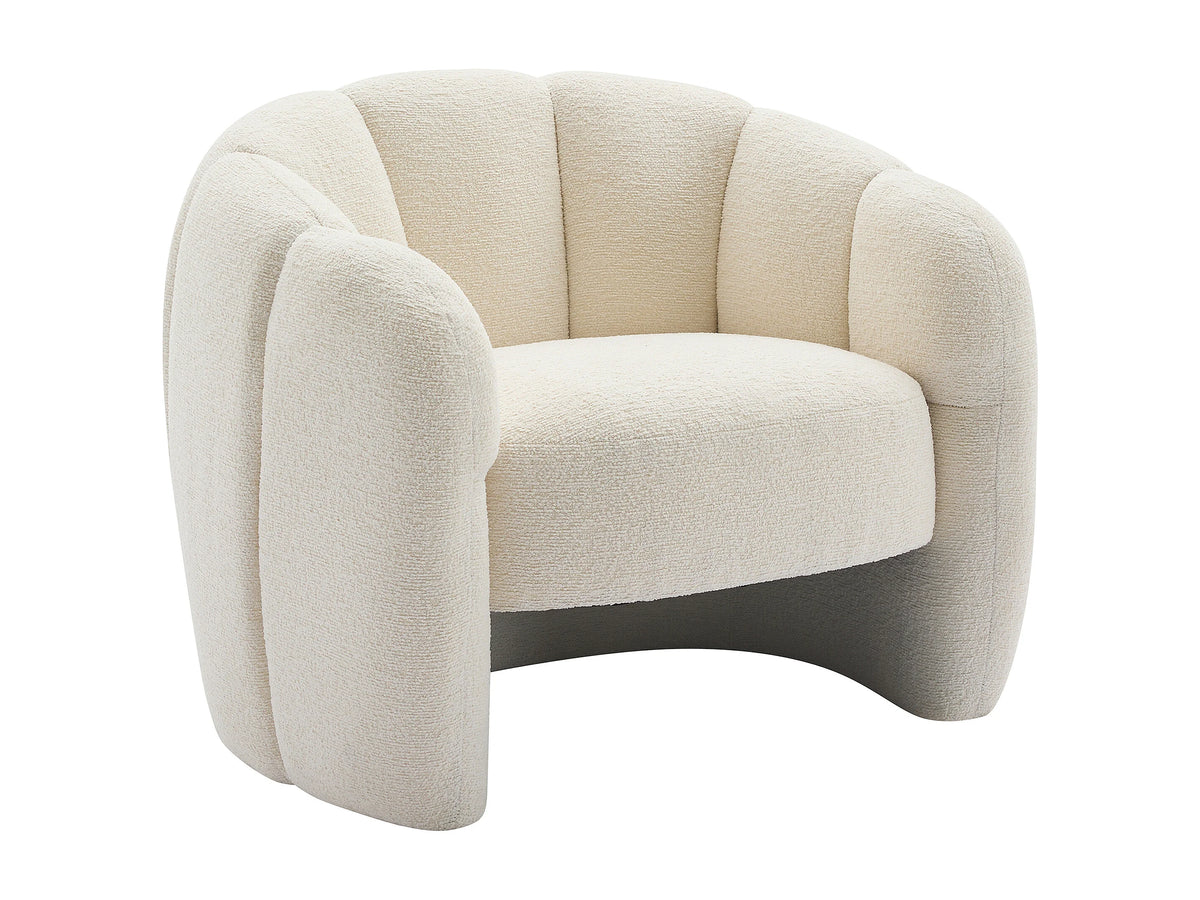 Fauteuil nuage coquillage en tissu chenille beige - DELIPO