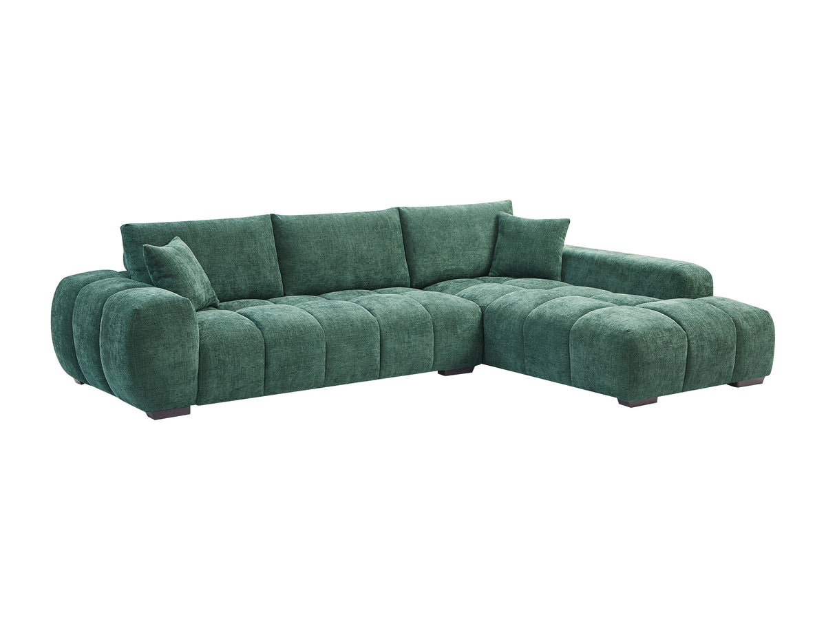 Canapé nuage d'angle droit en tissu texturé vert - BERENIA