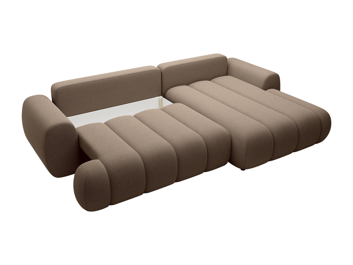 Canapé nuage d'angle droit convertible en tissu taupe - FRIDORA