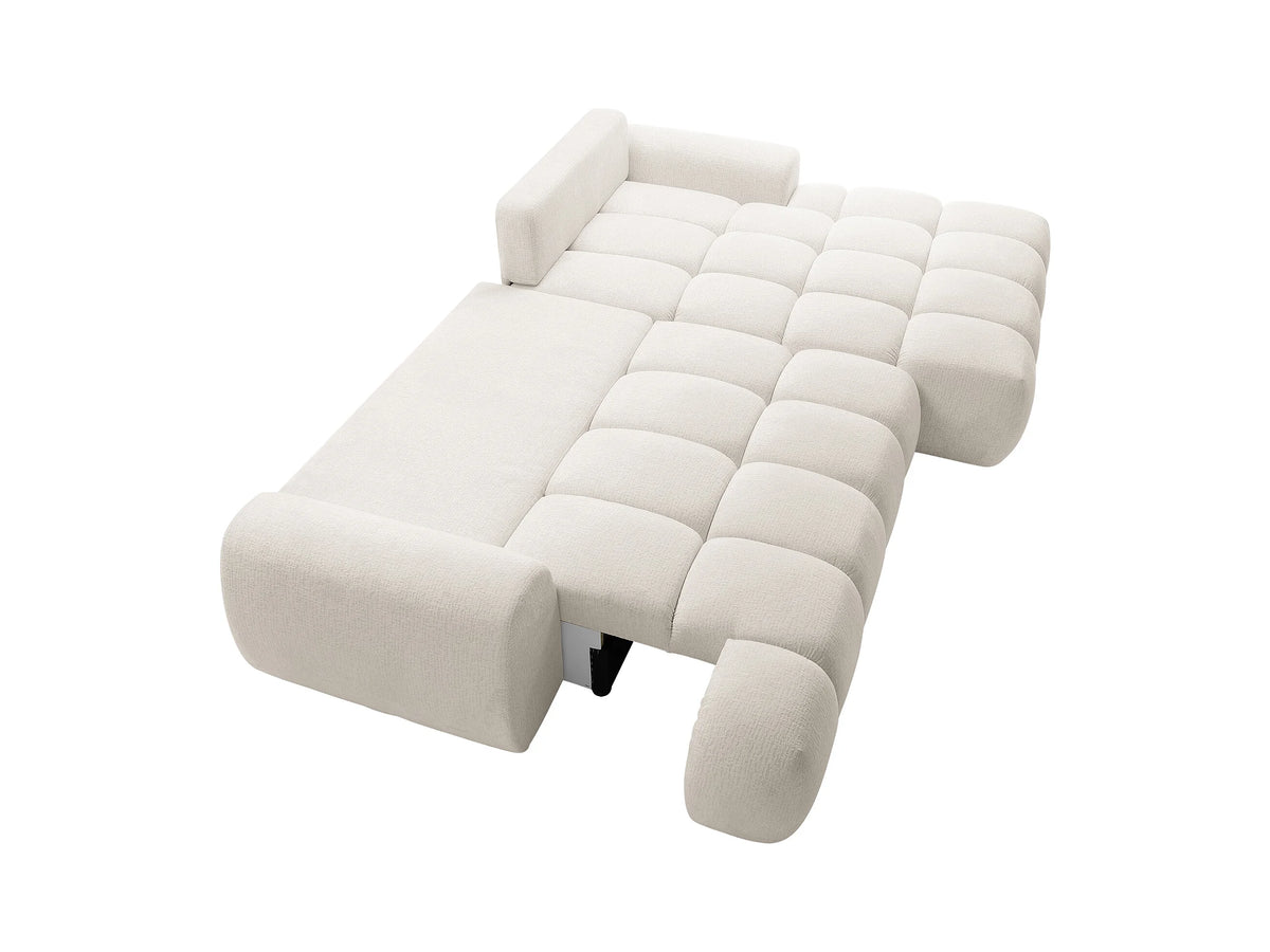 Canapé nuage d'angle droit convertible en tissu chenille beige - FARNETA