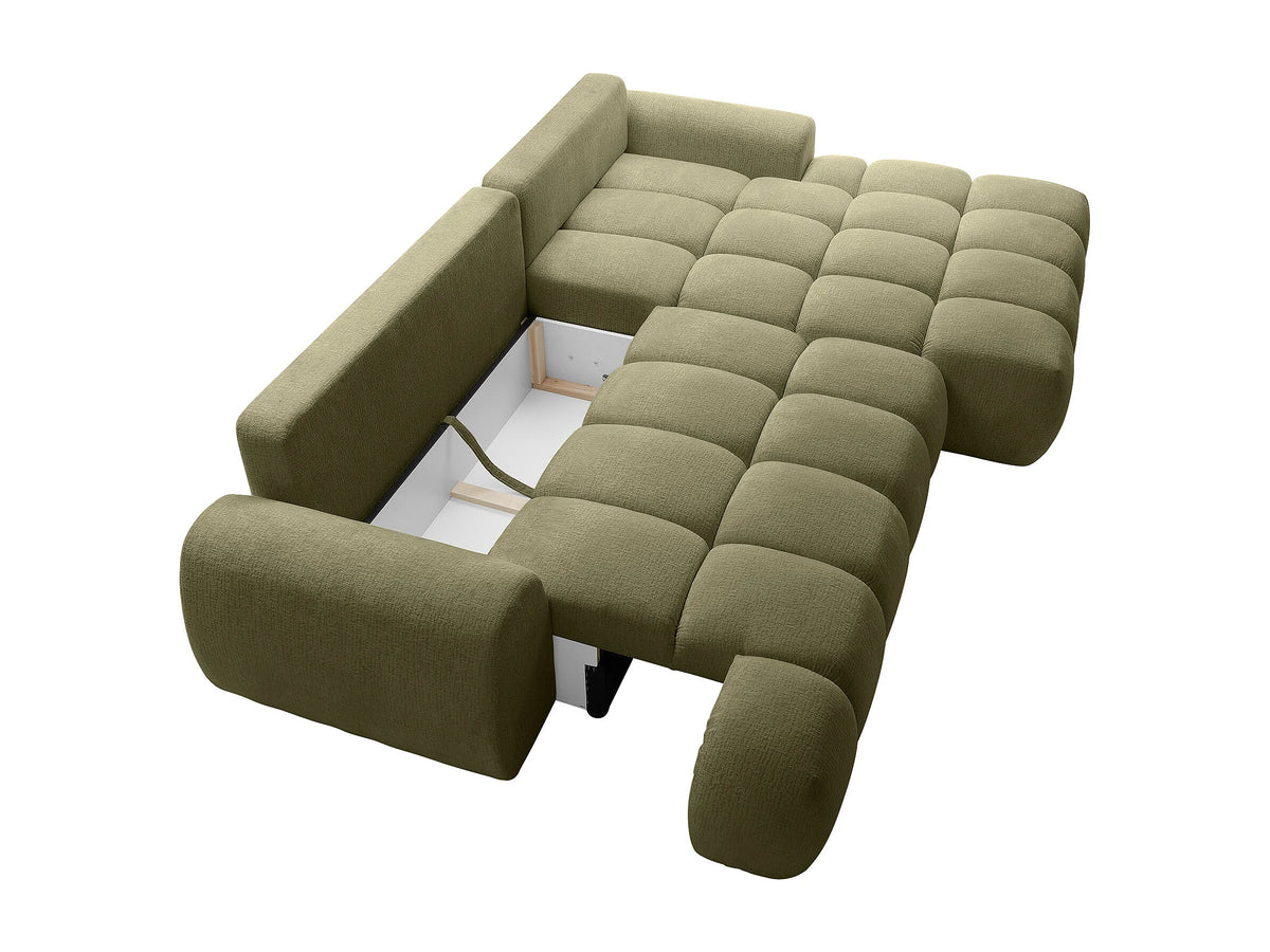 Canapé nuage d'angle droit convertible en tissu chenille vert - FARNETA