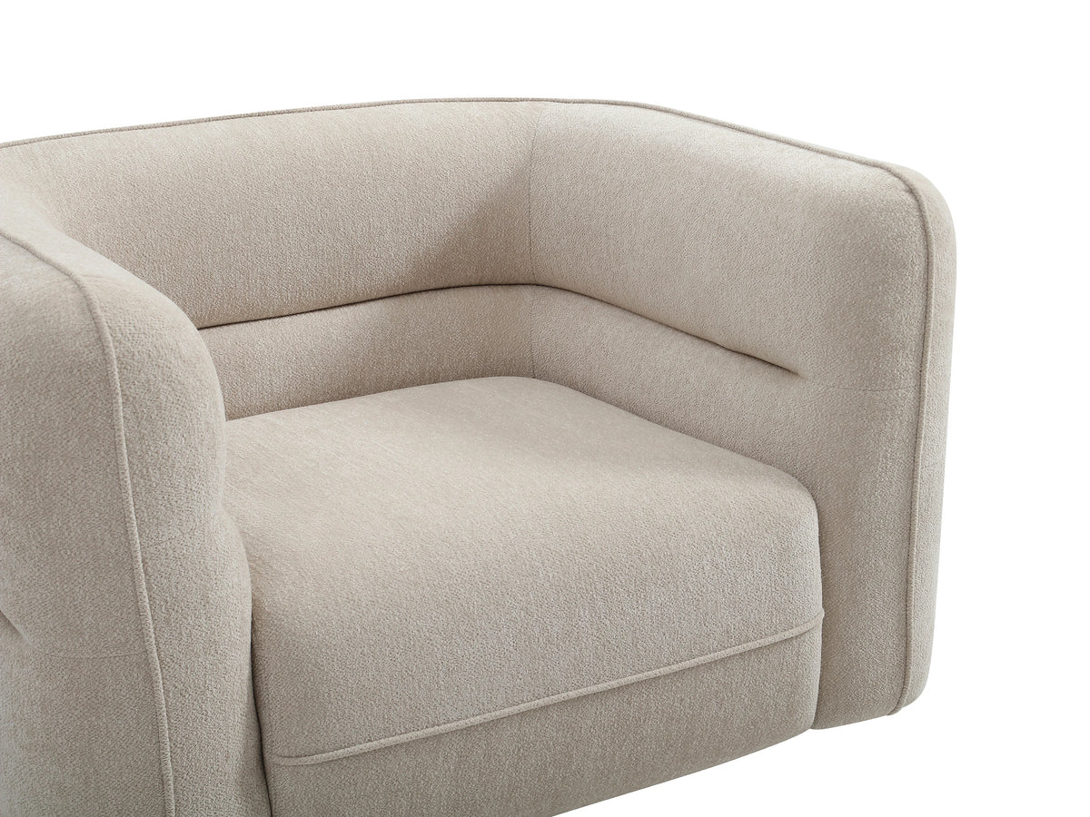 Fauteuil nuage en tissu chenille beige - TALIENA