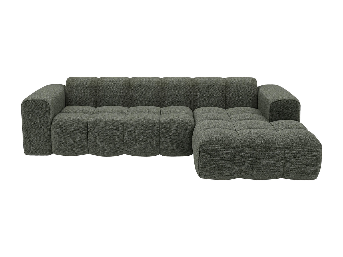 Canapé nuage d'angle droit en tissu chenille vert - CALESO