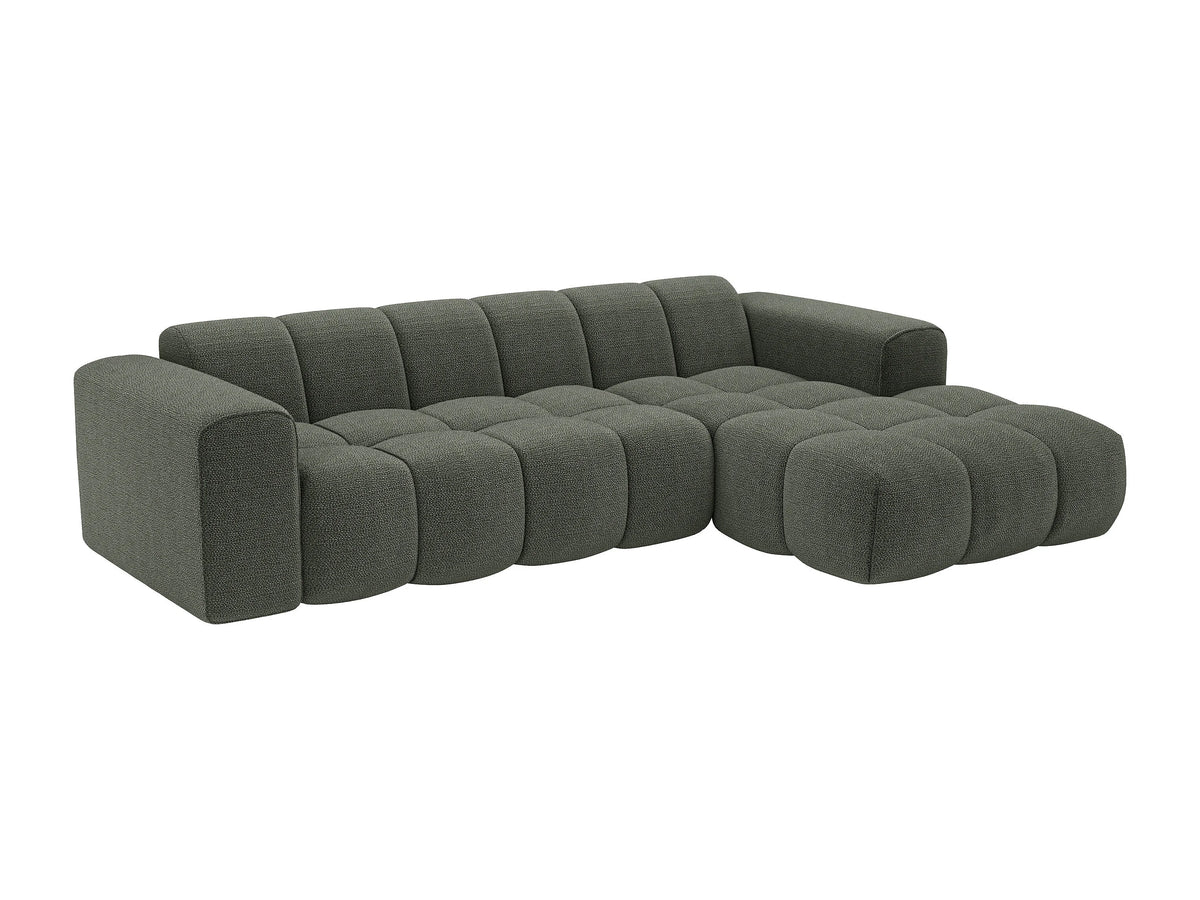 Canapé nuage d'angle droit en tissu chenille vert - CALESO