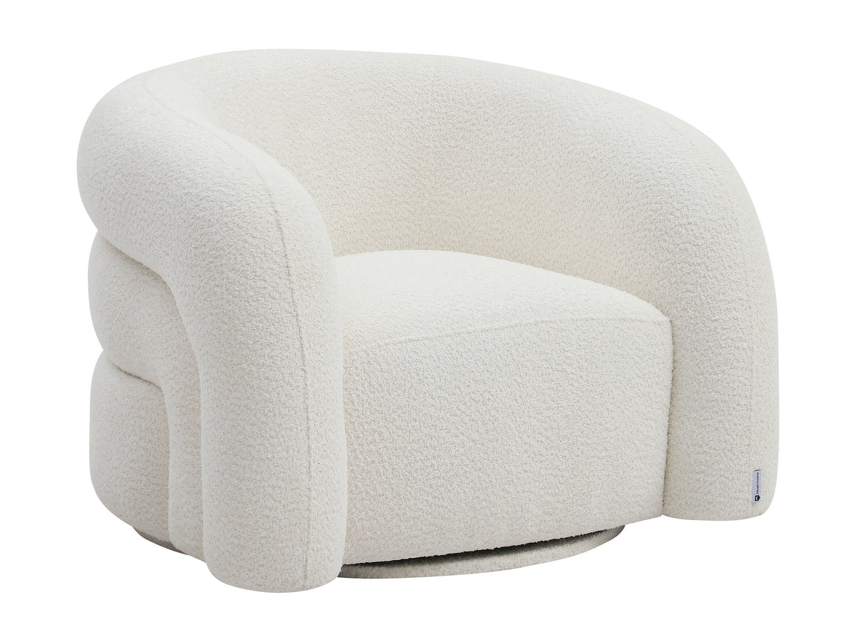 Fauteuil nuage pivotant en tissu bouclette blanc - LAPIOTA