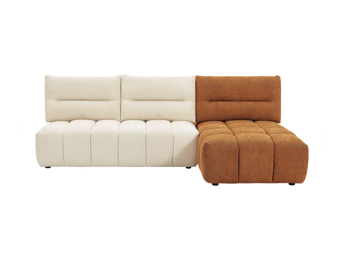 Canapé nuage d'angle modulable dossier avance-recule beige et terracotta - APOLIU