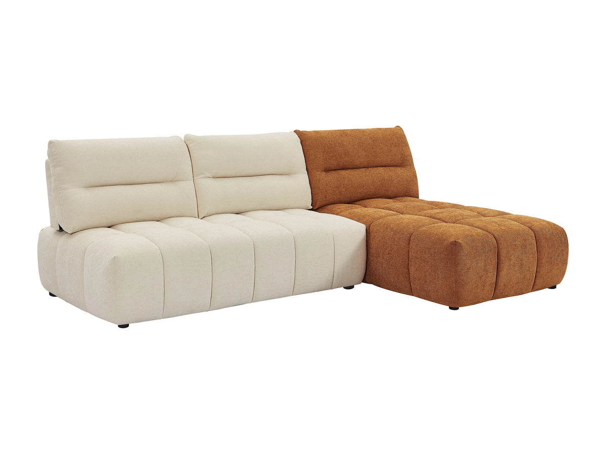 Canapé nuage d'angle modulable dossier avance-recule beige et terracotta - APOLIU