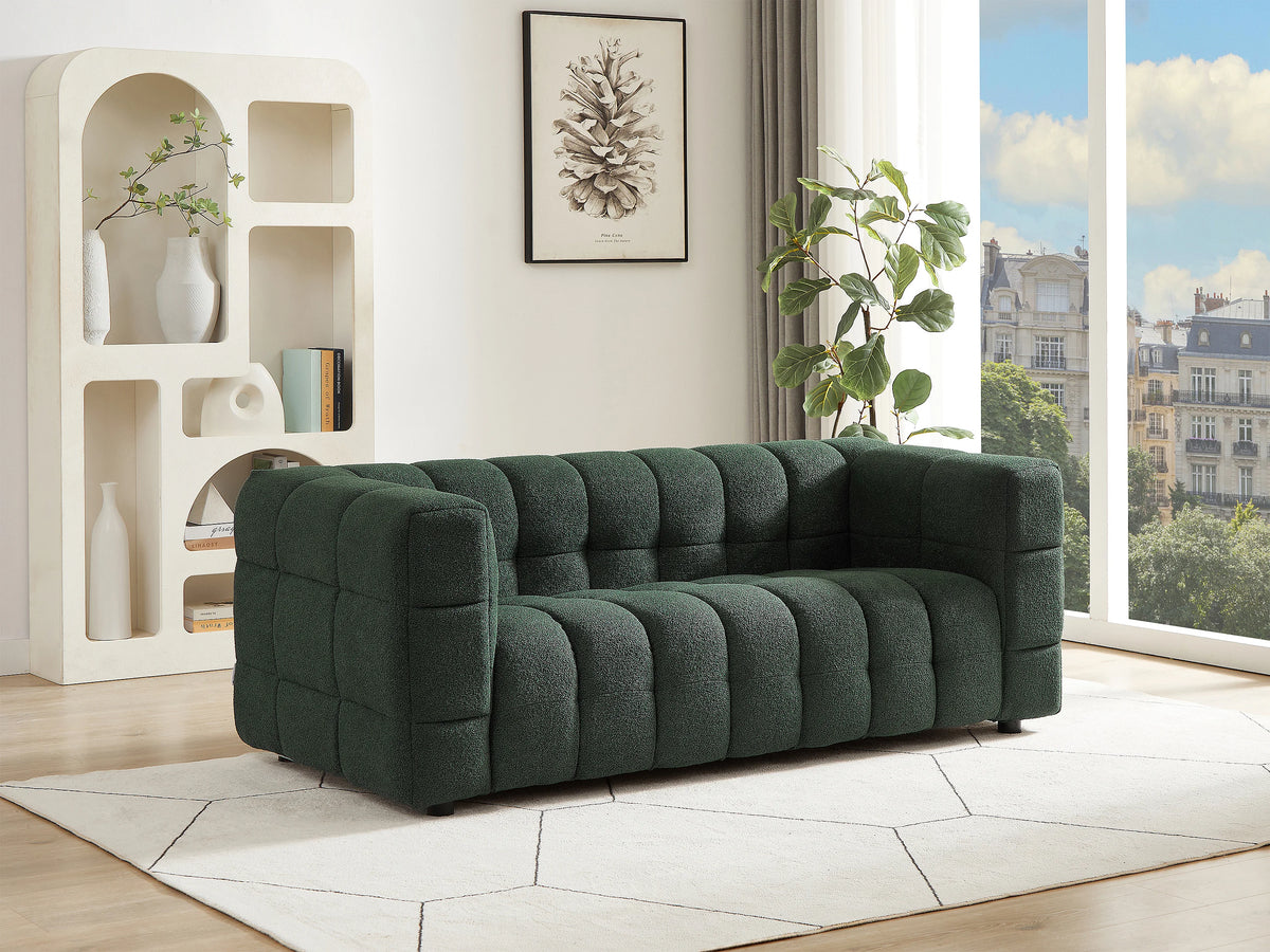 Canapé nuage 2 places en tissu bouclette vert - LERICI