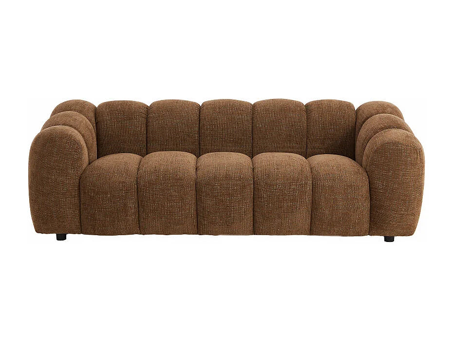 Canapé nuage 3 places en tissu chenille marron - NELIMAR