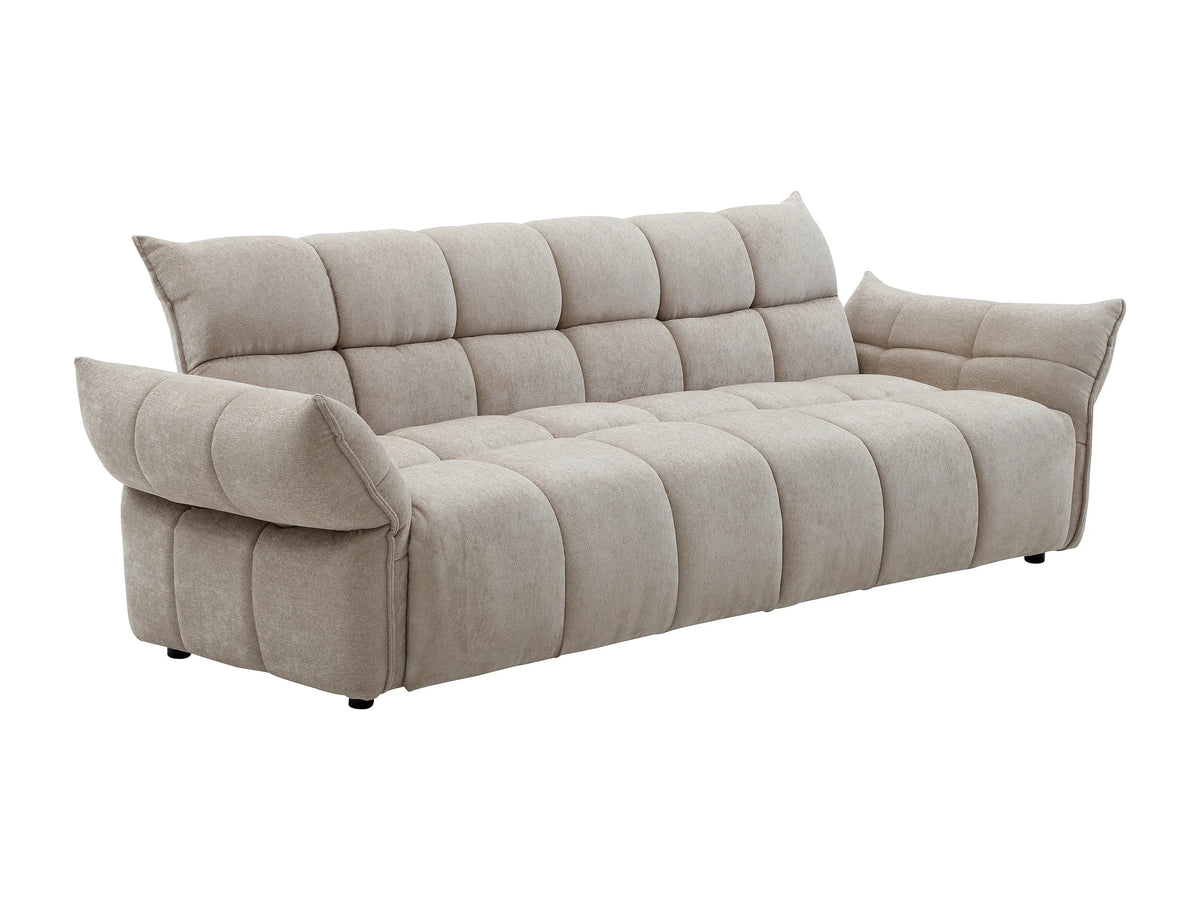 Canapé nuage convertible clic-clac en tissu chenille beige - HAKEMO