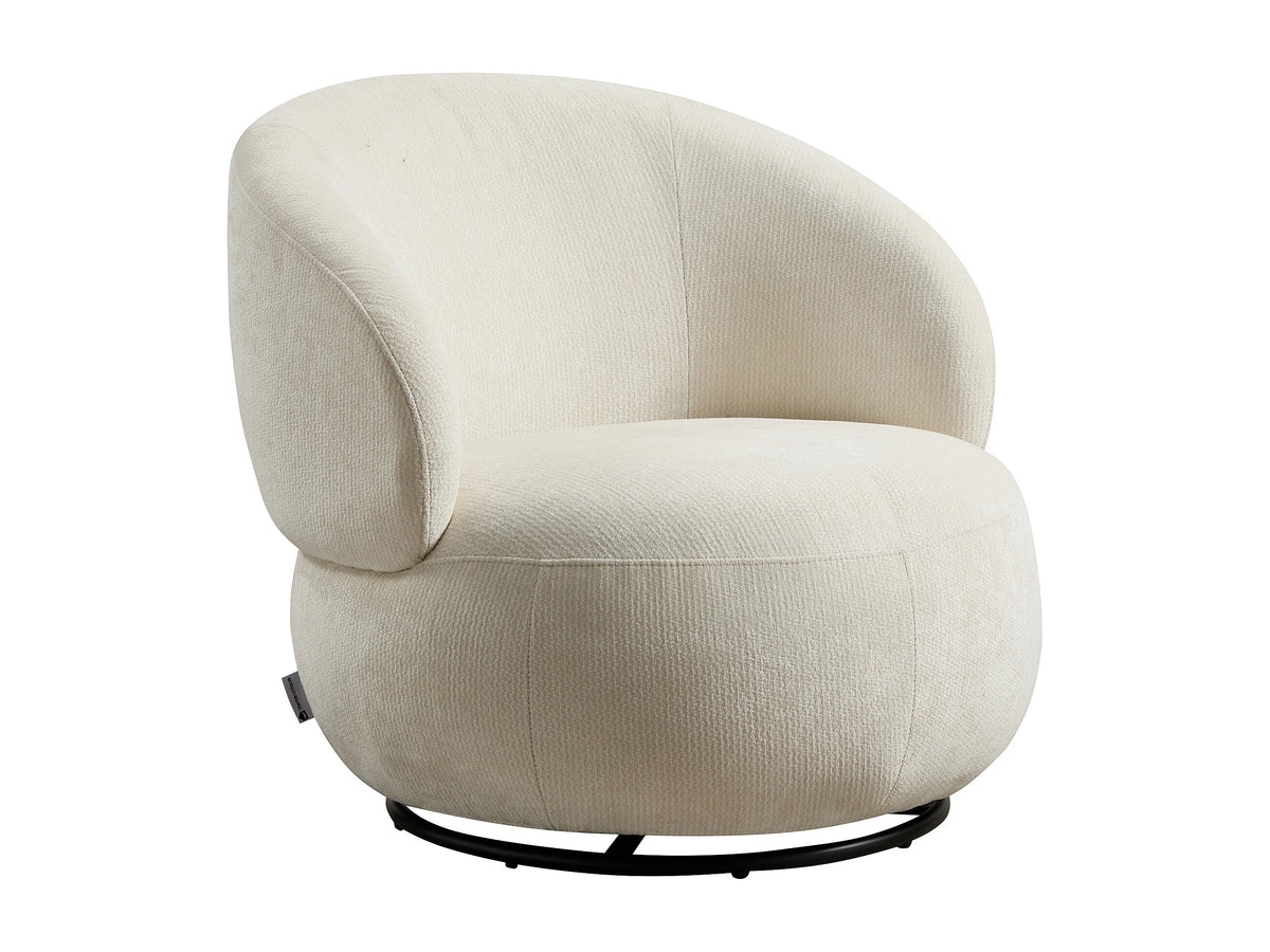 Fauteuil nuage rotatif en tissu texturé beige - LACAZO