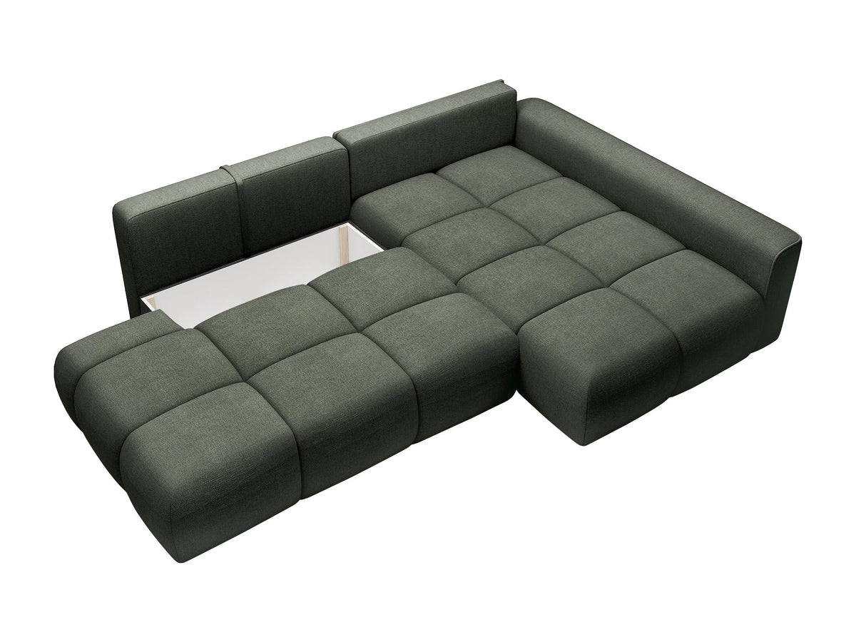 Canapé nuage d'angle droit convertible en tissu vert sapin - MINTURNO