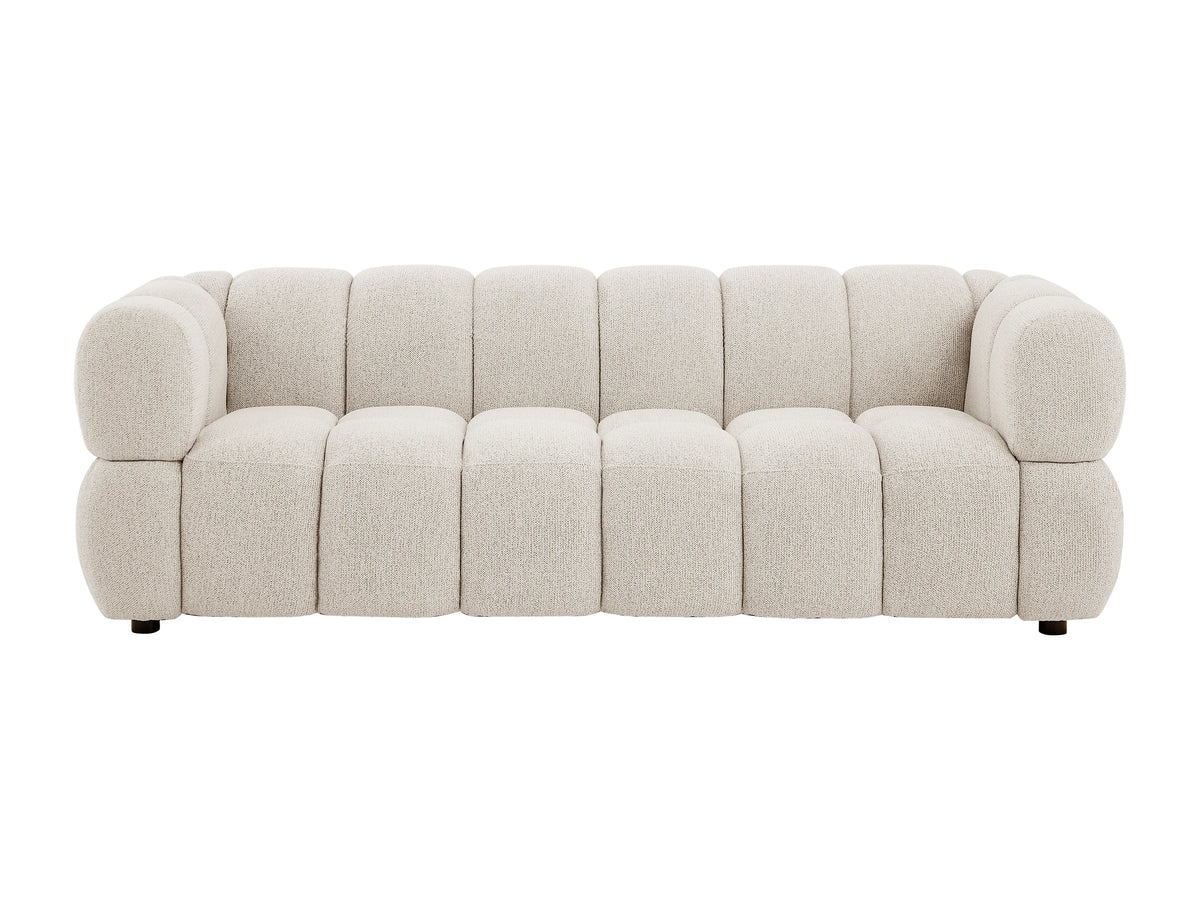 Canapé nuage 3 places en tissu texturé beige - PAVIRA