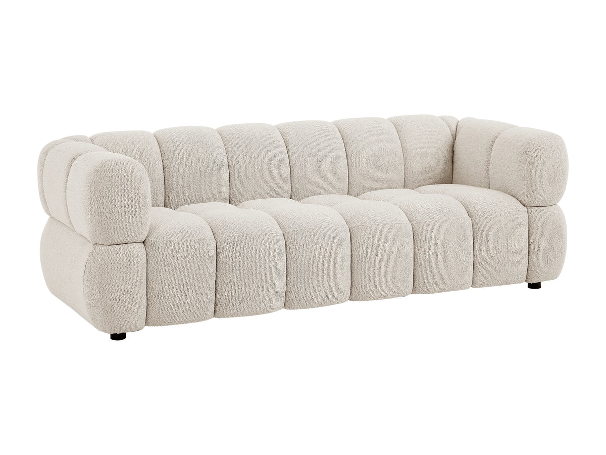 Canapé nuage 3 places en tissu texturé beige - PAVIRA