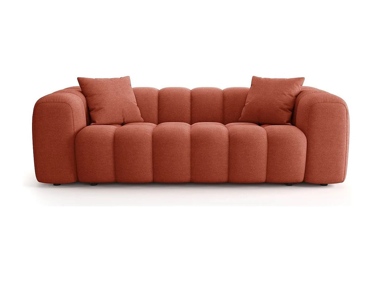 Canapé nuage droit 3 places en tissu chenille terracotta - NUVOLA