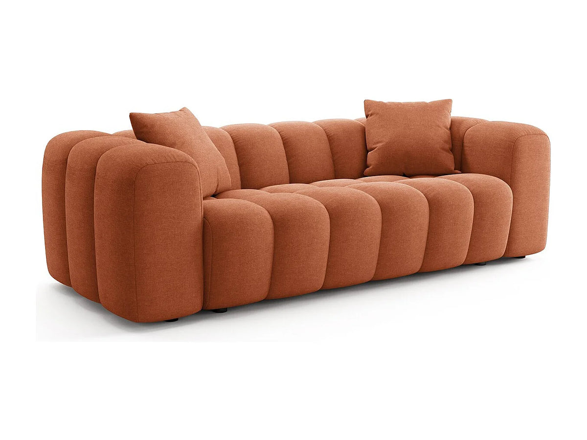 Canapé nuage droit 3 places en tissu chenille terracotta - NUVOLA