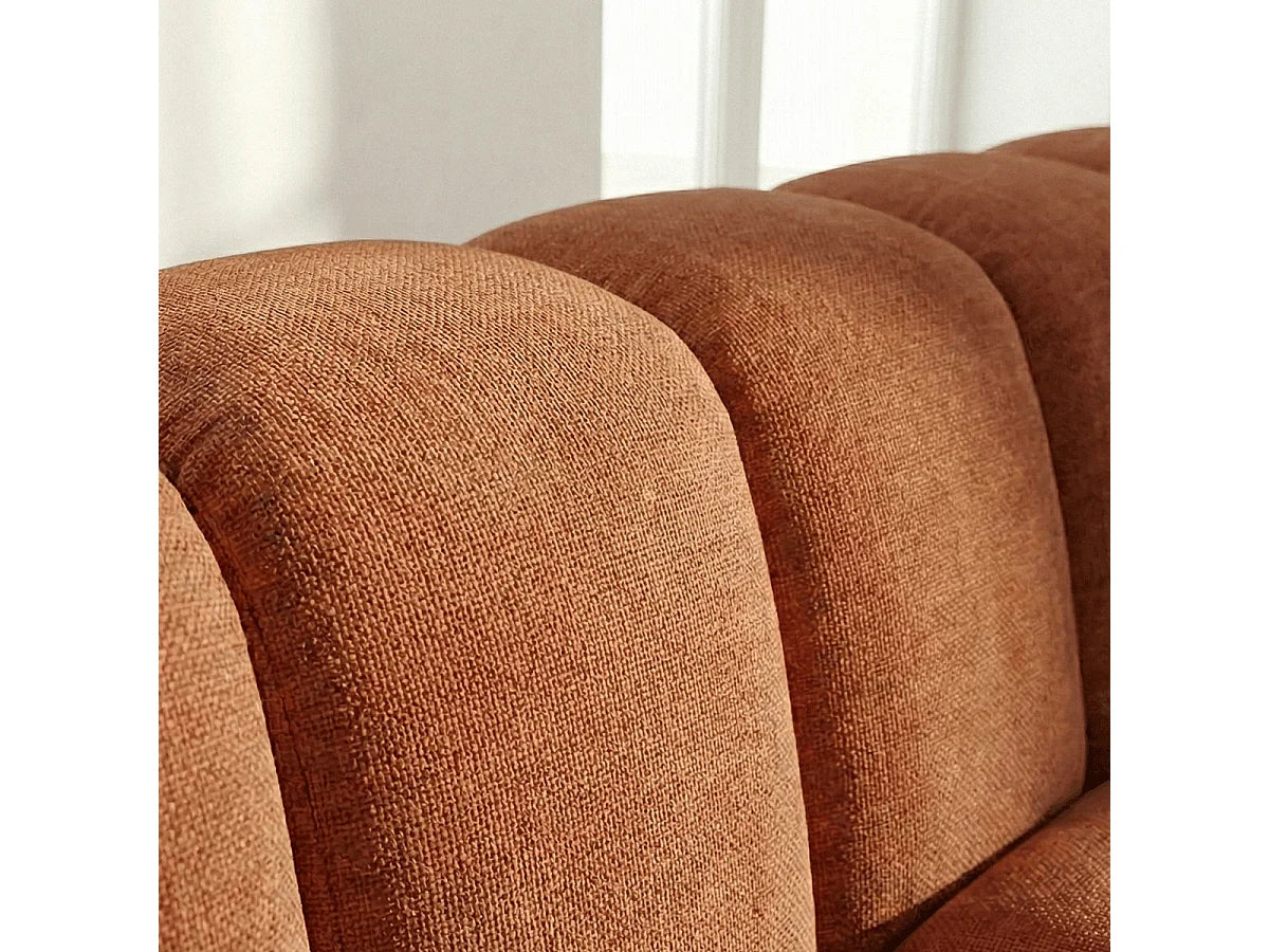 Canapé nuage droit 3 places en tissu chenille terracotta - NUVOLA