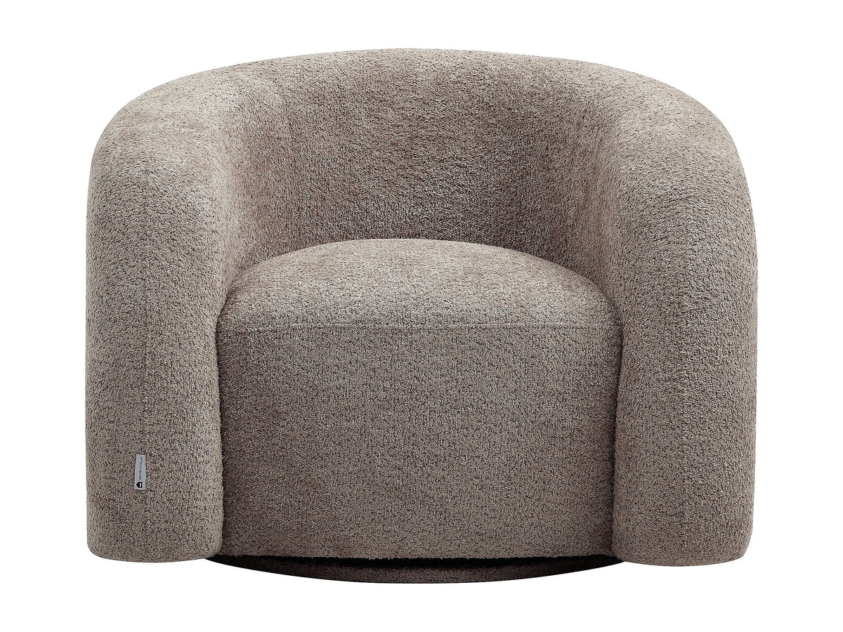 Fauteuil nuage pivotant en tissu bouclette taupe - LAPIOTA