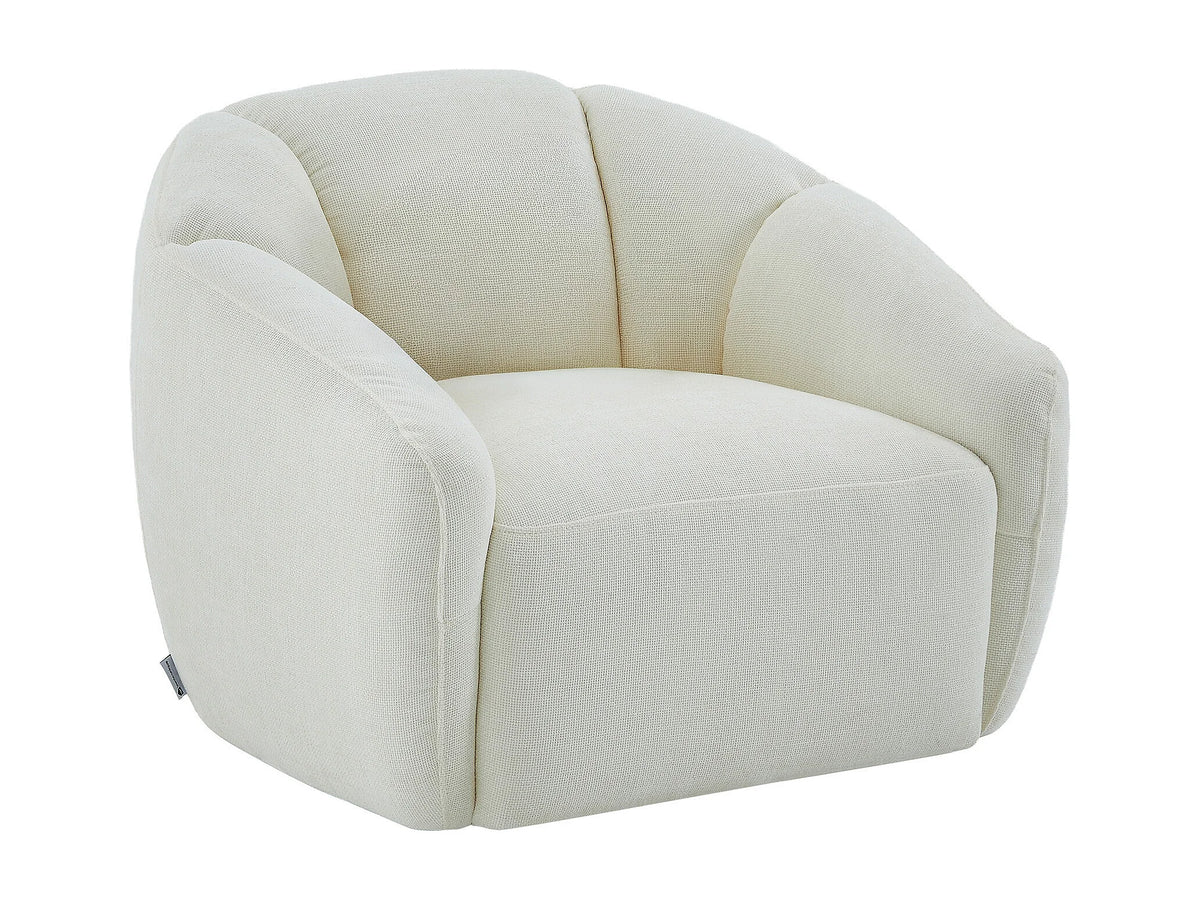 Fauteuil nuage pivotant en tissu texturé ivoire - NAFEKI