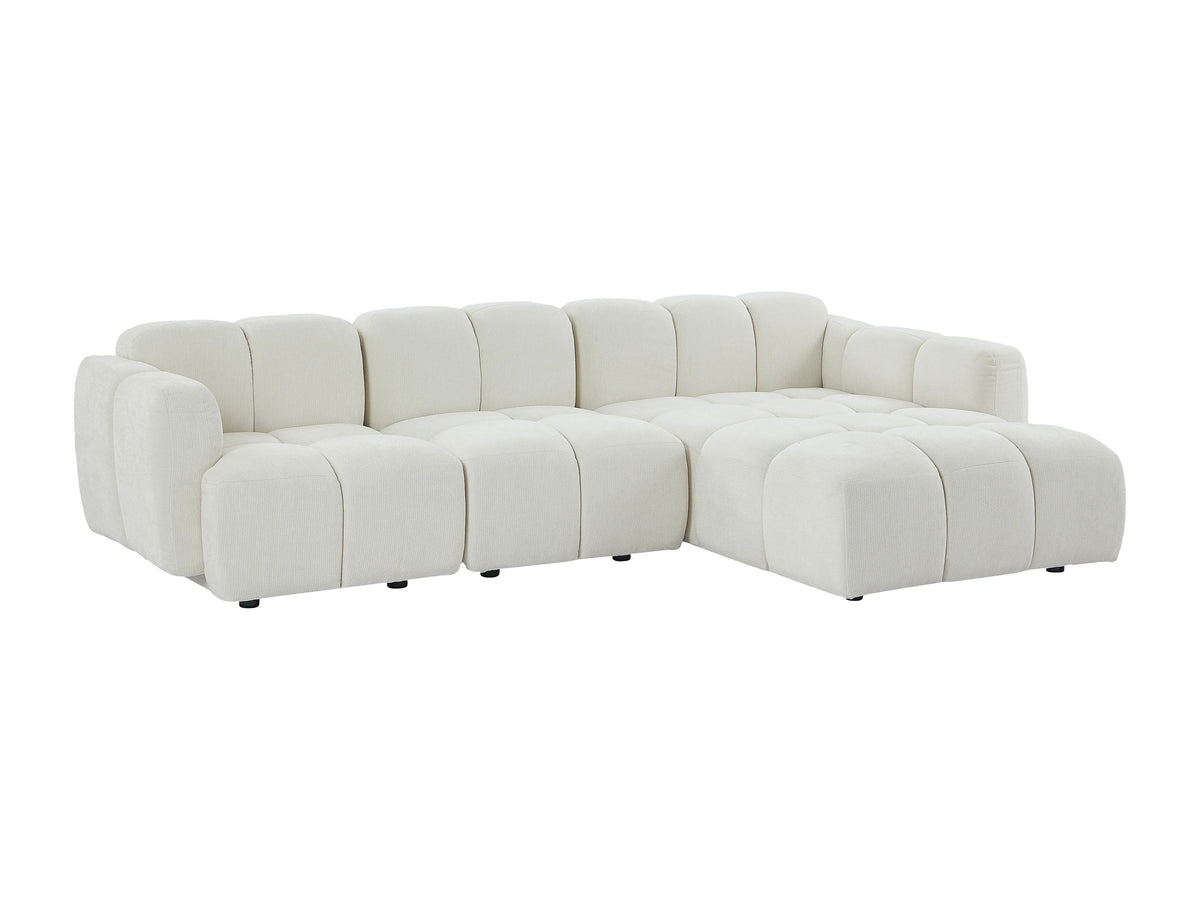 Canapé nuage d'angle modulable en tissu texturé blanc cassé - CARLIVI