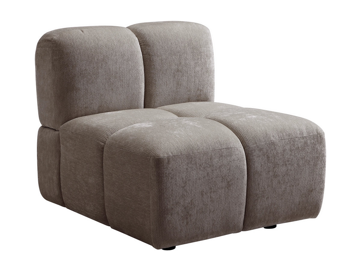 Canapé nuage d'angle modulable en tissu texturé taupe - CARLIVI
