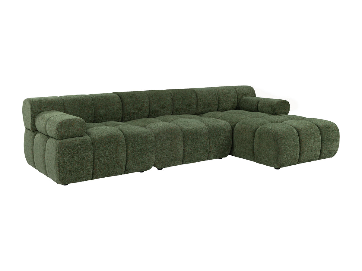 Canapé nuage d'angle modulable en tissu chiné vert - FACIVIL