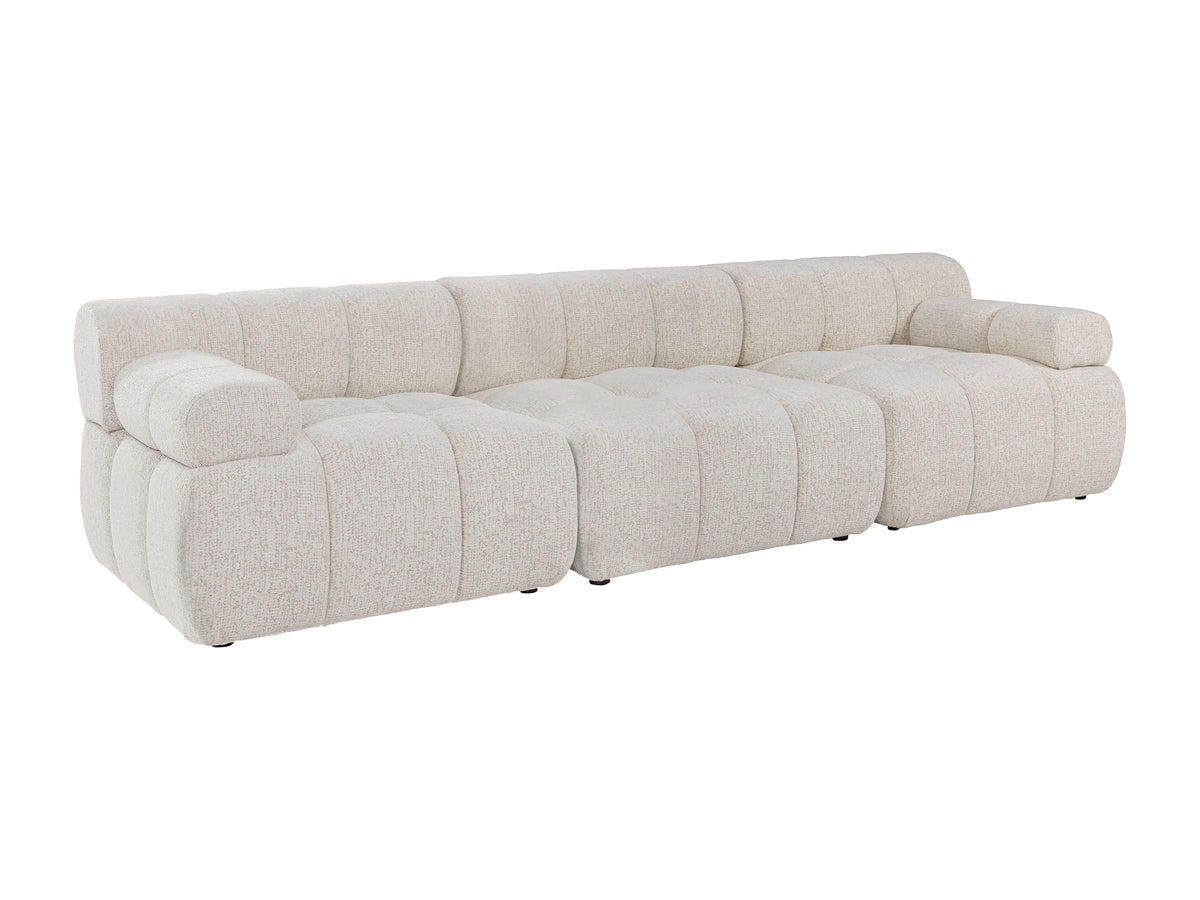 Canapé nuage modulable 4 places en tissu chiné beige - FACIVIL