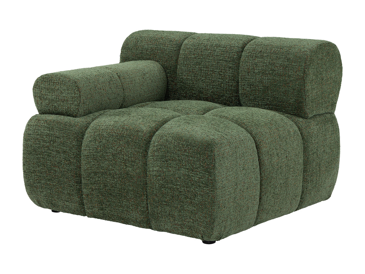 Canapé nuage d'angle modulable en tissu chiné vert - FACIVIL