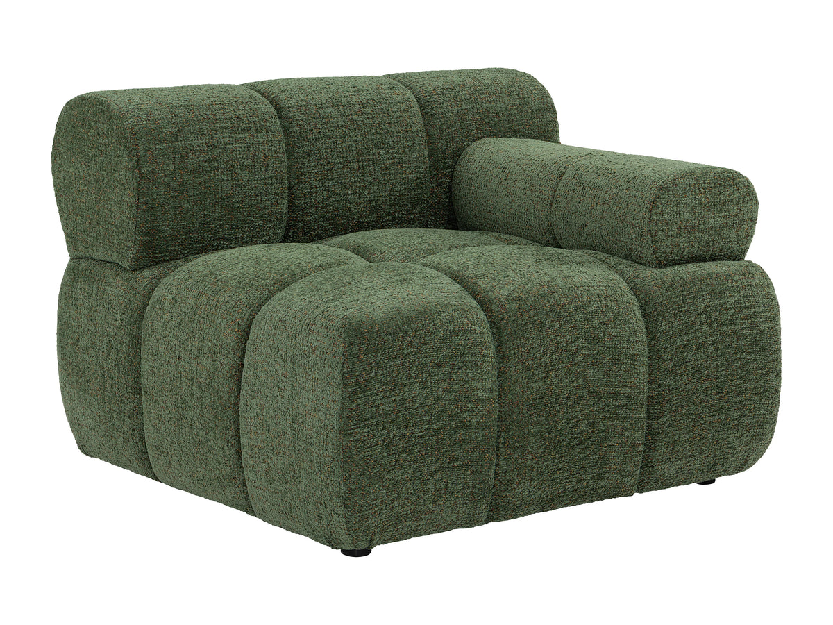 Fauteuil nuage d'angle droit en tissu chiné vert - FACIVIL