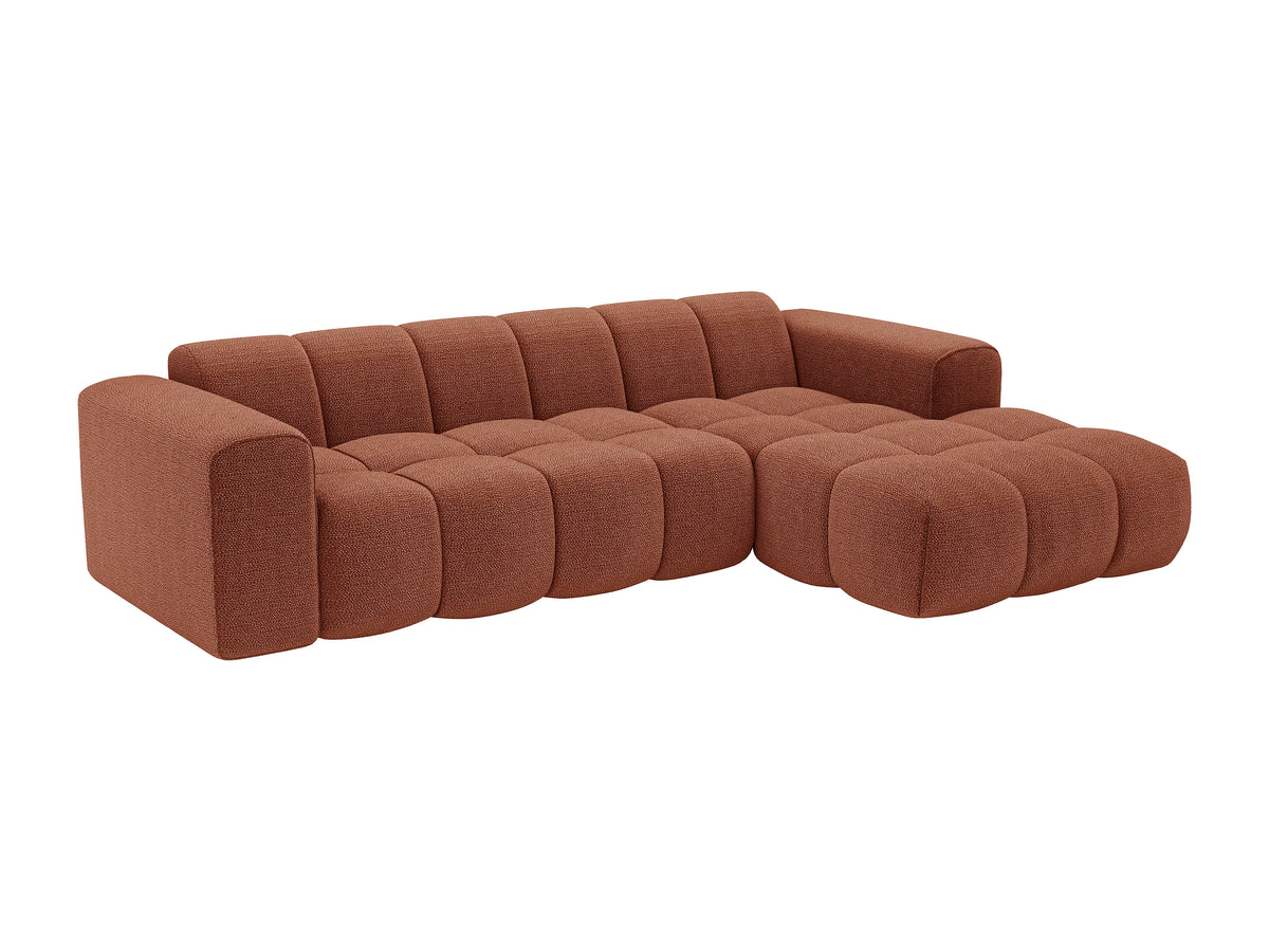 Canapé nuage d'angle droit en tissu chenille terracotta - CALESO