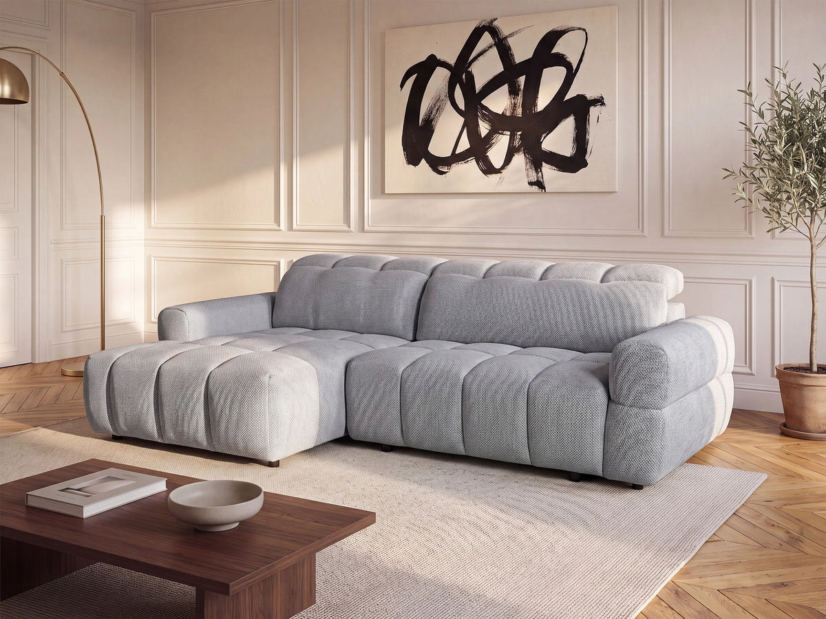Canapé nuage d'angle gauche relax en tissu gris - CARIALA