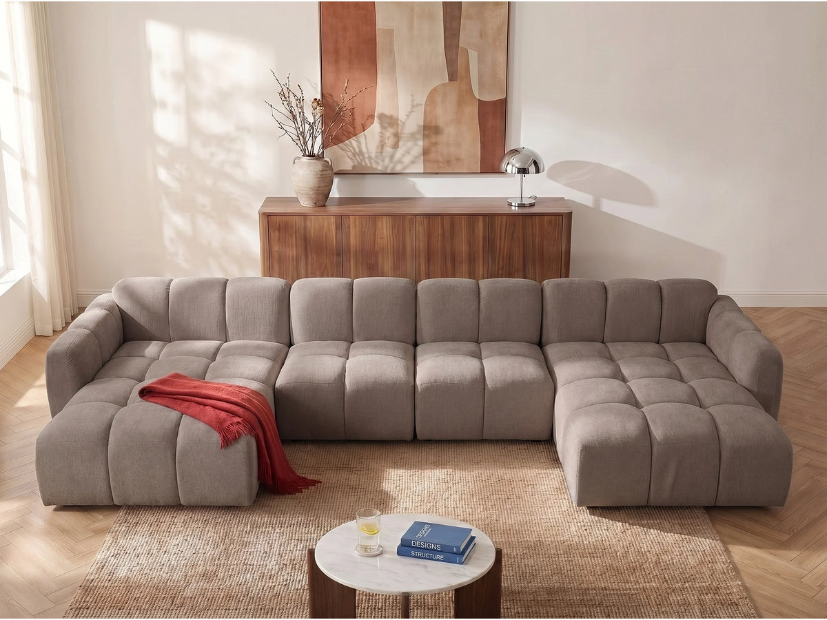 Fauteuil nuage en tissu texturé taupe - CARLIVI