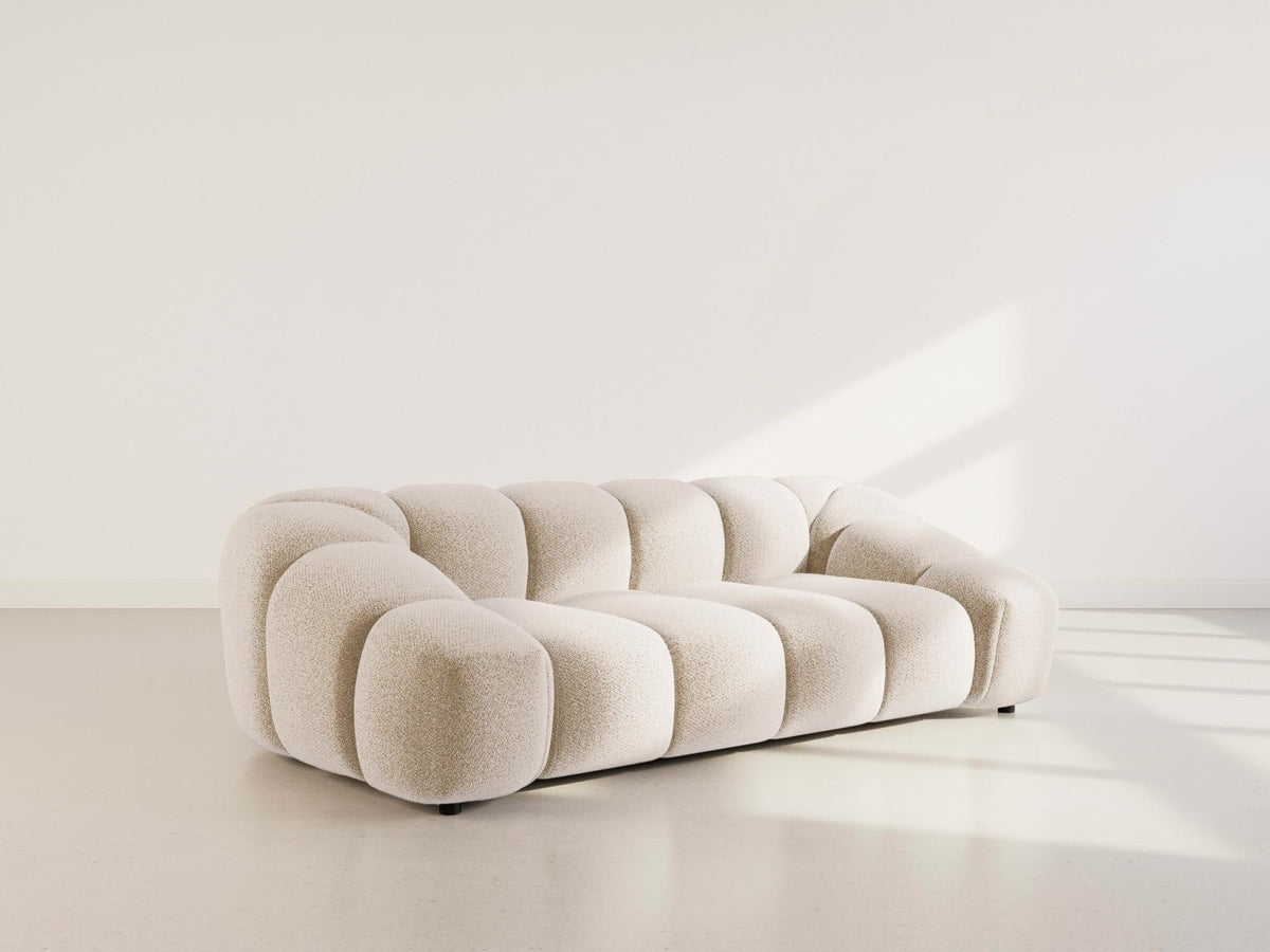 Canapé nuage 3 places en velours texturé beige - AVA