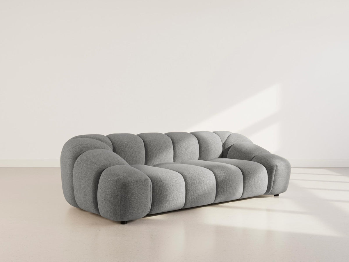 Canapé nuage 3 places en velours texturé gris clair - AVA