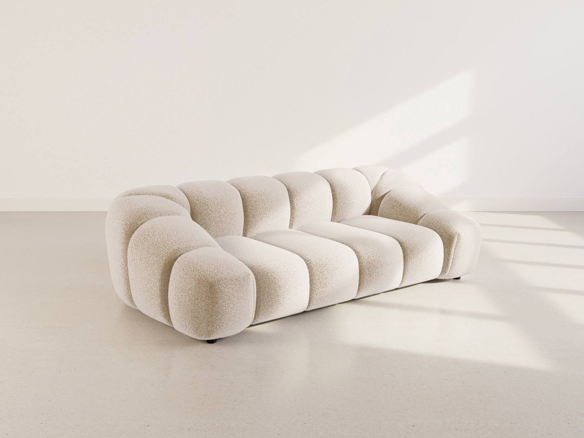 Canapé nuage 3 places en velours texturé beige - AVA