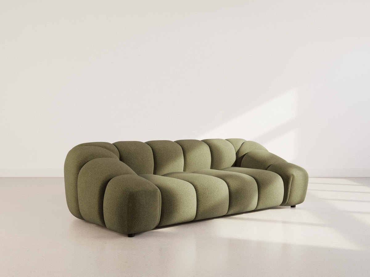 Canapé nuage 3 places en velours texturé vert - AVA