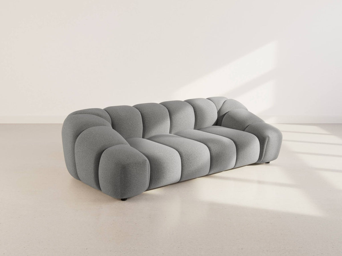 Canapé nuage 3 places en velours texturé gris clair - AVA