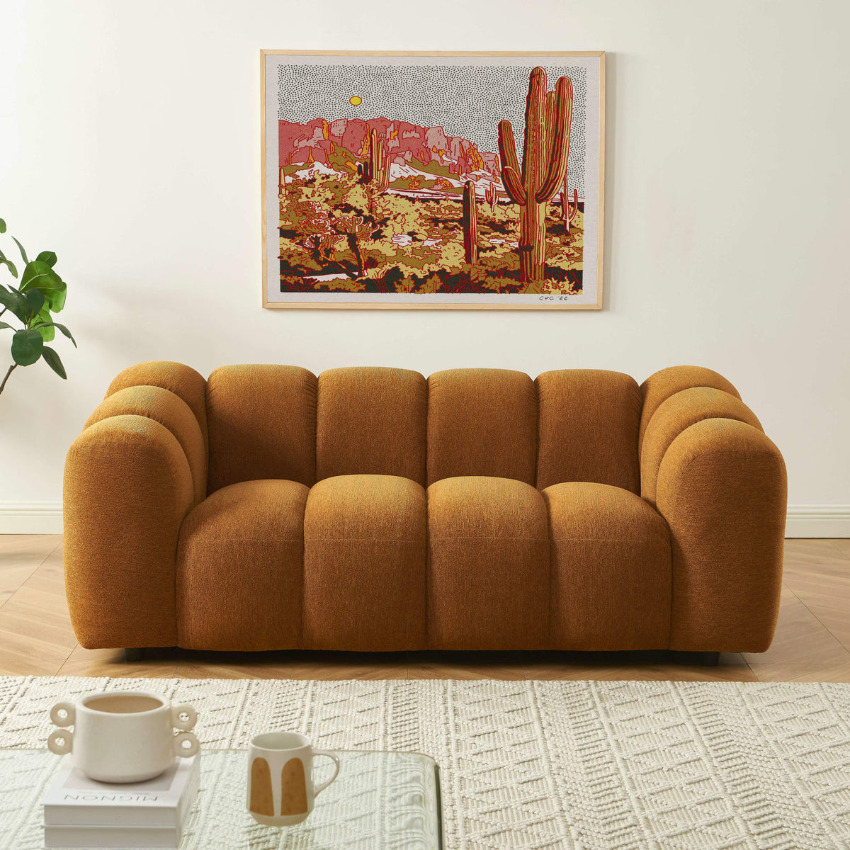 Canapé nuage 2 places en tissu tweed bronze - SUNNY