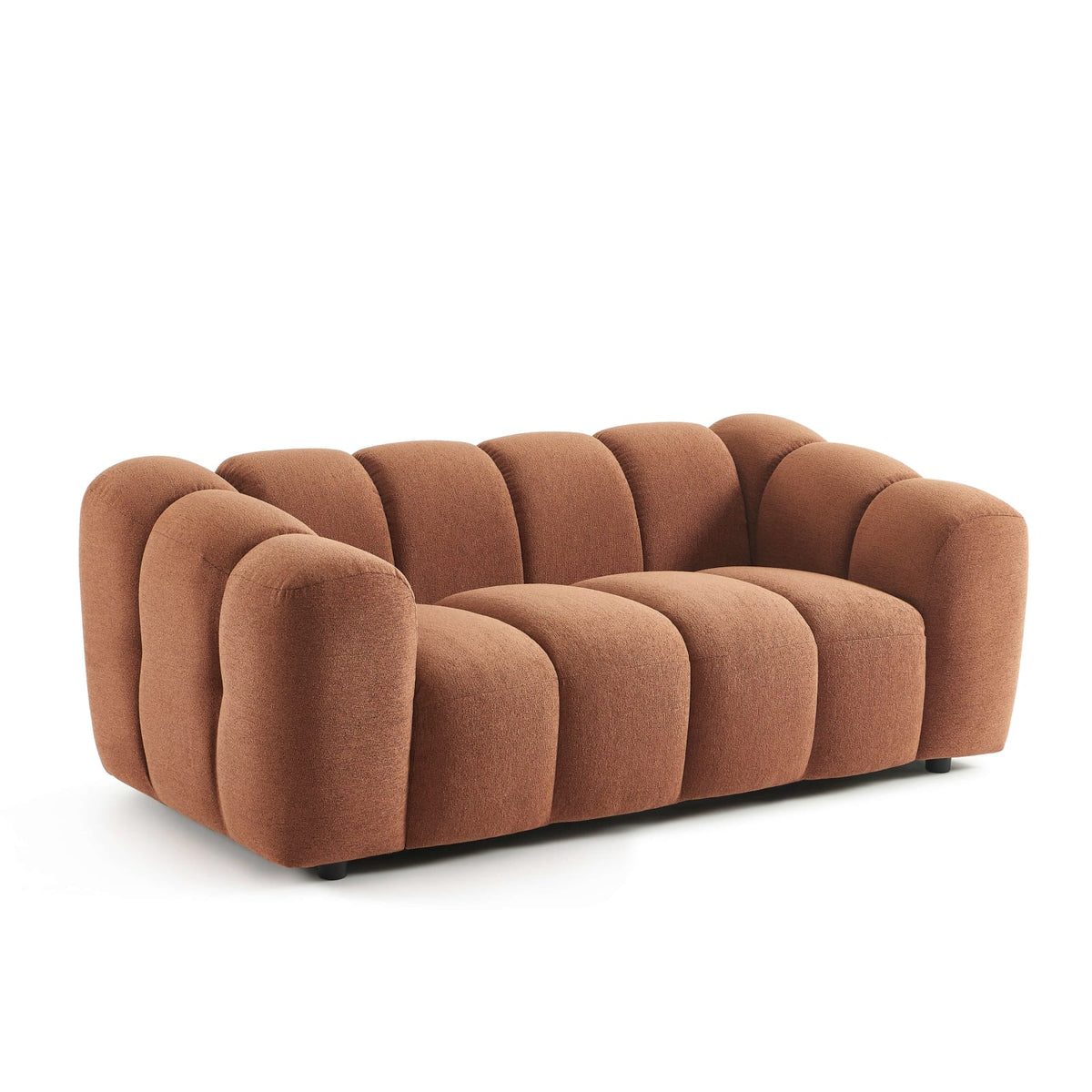 Canapé nuage 2 places en tissu tweed terracotta - SUNNY
